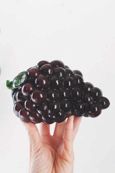 Vintage Glass Grapes - Murano Style - Hand Blown Art Glass Fruit Sculpture Figurine