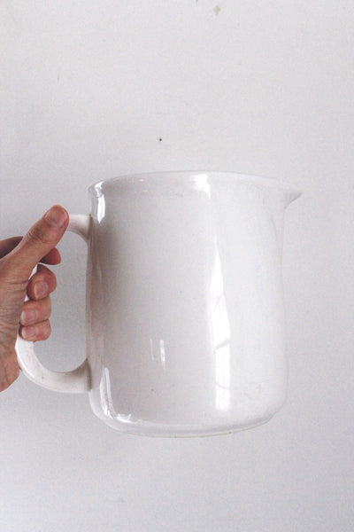 Vintage White Ceramic Pitcher Jug Vase - Mid Century Modern, Minimalist Style