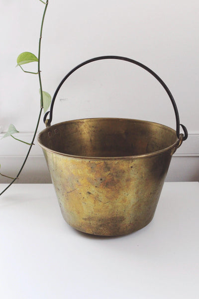 Antique Brass Bucket - Fireplace Fire Pot, Kettle, Pail - Planter, Decor