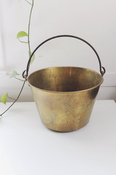 Antique Brass Bucket - Fireplace Fire Pot, Kettle, Pail - Planter, Decor