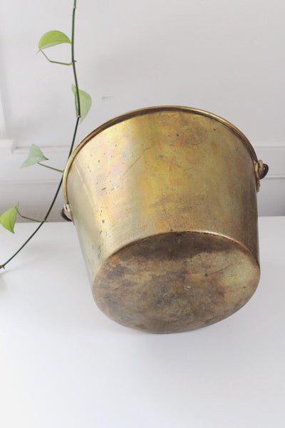 Antique Brass Bucket - Fireplace Fire Pot, Kettle, Pail - Planter, Decor