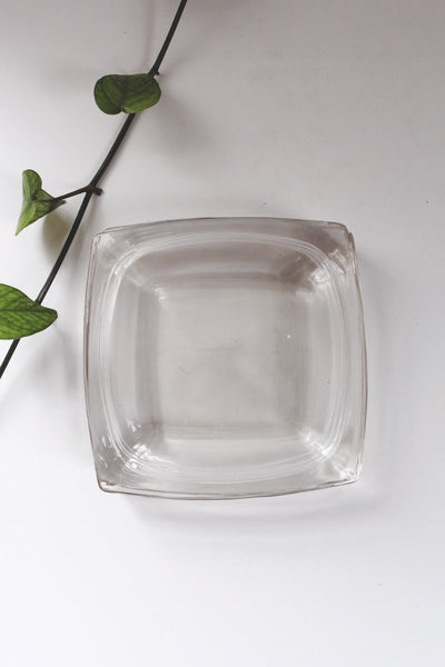 Vintage Square Glass Plates Set of 4 - Mid Century Modern, Geometric, Minimalist