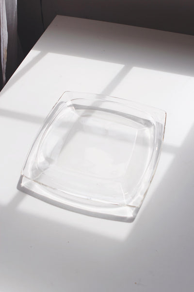 Vintage Square Glass Plates Set of 4 - Mid Century Modern, Geometric, Minimalist