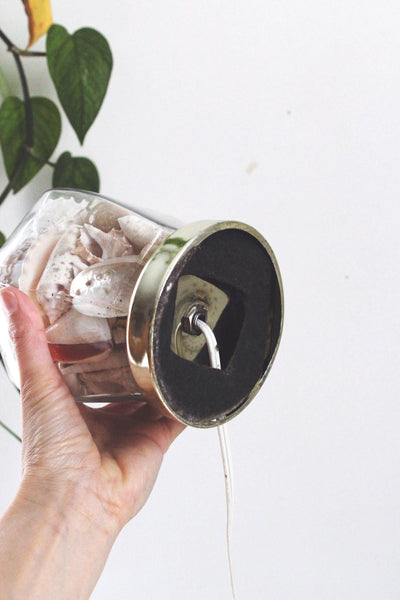 Vintage Seashell Glass Table Lamp - Ginger Jar, Coastal, 80s