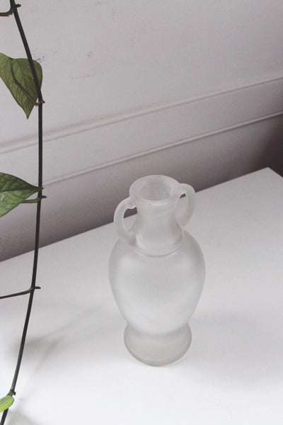 Vintage Frosted Glass Vase - Satin Glass Vase - Art Glass Bottle