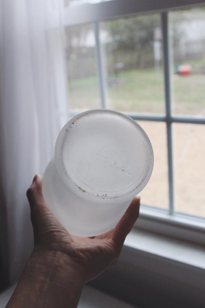 Vintage Frosted Glass Vase - Satin Glass Vase - Art Glass Bottle