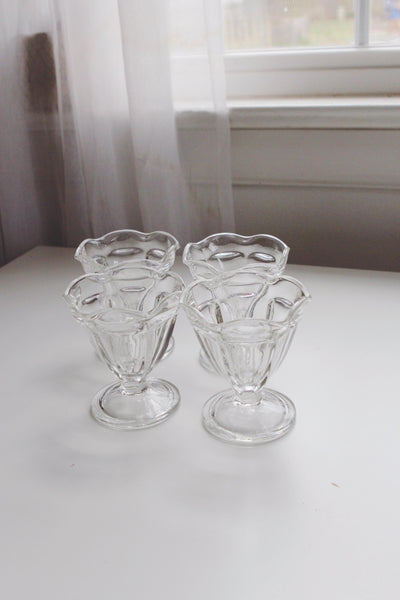 Vintage Clear Glass Sundae or Sherbet Glasses - Anchor Hocking - Mid Century Modern