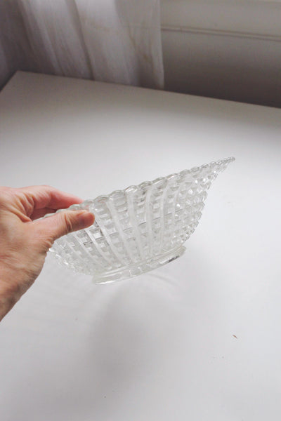 Vintage Large Glass Fruit Bowl Centerpiece - Serving Bowl, Vanity Tray - Art Deco