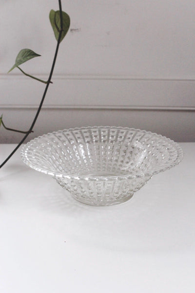 Vintage Large Glass Fruit Bowl Centerpiece - Serving Bowl, Vanity Tray - Art Deco