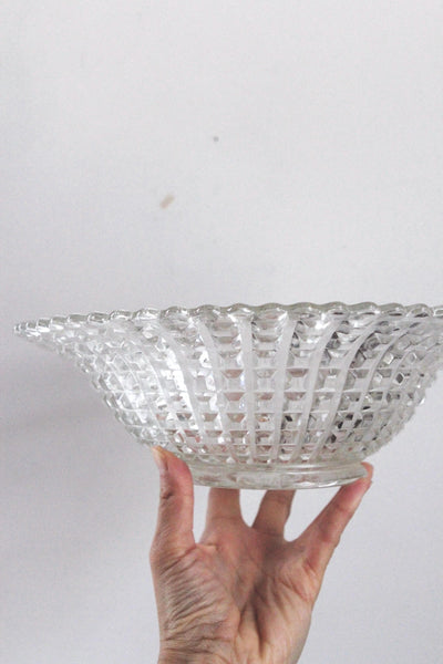 Vintage Large Glass Fruit Bowl Centerpiece - Serving Bowl, Vanity Tray - Art Deco