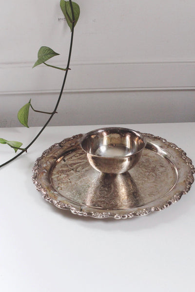 Vintage Silver Plated Chip and Dip Serving Tray by Oneida