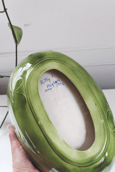 Vintage Watermelon Ceramic Basket or Serving Bowl - Handmade, Hand Painted