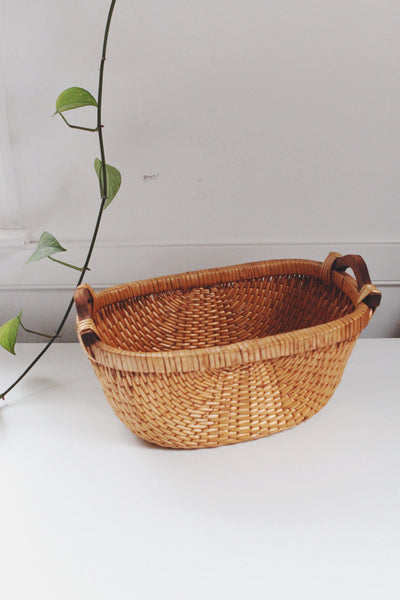 Vintage Woven Wicker Buttocks Basket - Egg Gathering Basket, Melon Basket, God's Eye