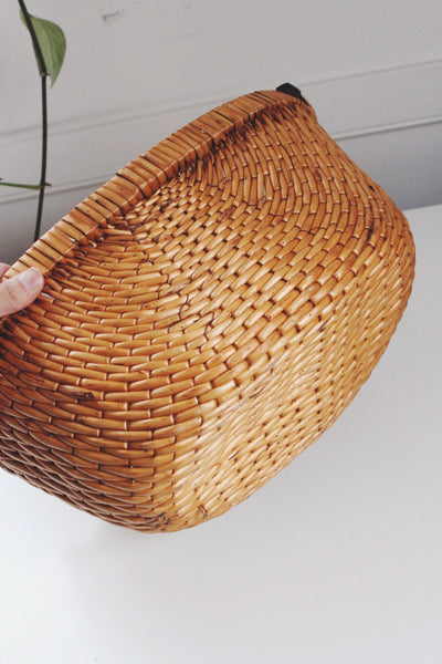 Vintage Woven Wicker Buttocks Basket - Egg Gathering Basket, Melon Basket, God's Eye