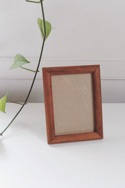 Vintage Wood Picture Frame 5x7 - Solid Teak or Oak - Rounded Design