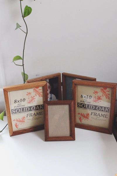 Vintage Solid Wood Picture Frame - 8x10, 5x7, Bi-fold Picture Frame - Oak + Teak