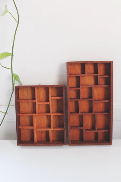 Vintage Wooden Storage Cabinet Display Trinket Shelf - Handmade, Glass Front, Rustic