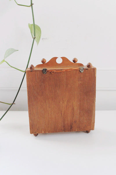 Vintage Wooden Storage Cabinet Display Trinket Shelf - Handmade, Glass Front, Rustic