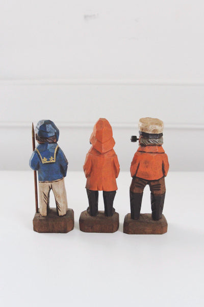 Vintage Wood Hand Carved Sailor Sea Captain Figurine - Nautical, Rustic, Folk Art