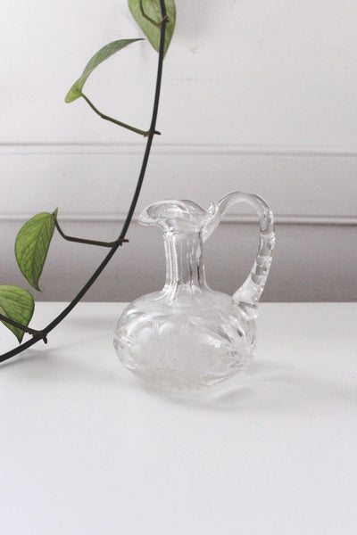Vintage Etched Crystal or Cut Pressed Glass Oil Vinegar Cruet - American Brilliant Period (ABP) or Early American Pattern Glass (EAPG)