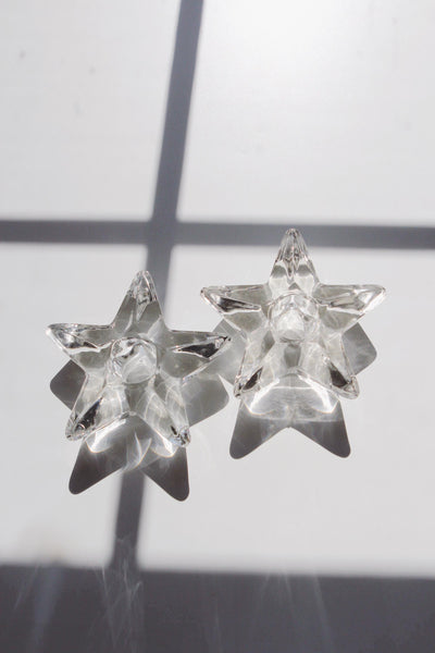 Vintage Mid Century Star Candle Holder - Glass or Crystal