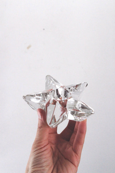 Vintage Mid Century Star Candle Holder - Glass or Crystal