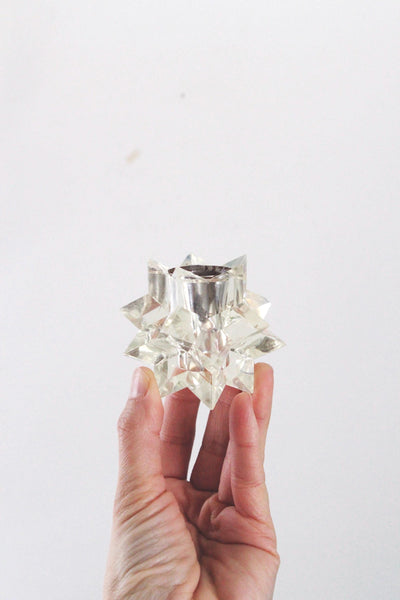 Vintage Mid Century Atomic Starburst Candle Holder - Mutifaceted Lucite, Italian Made, Set of 2