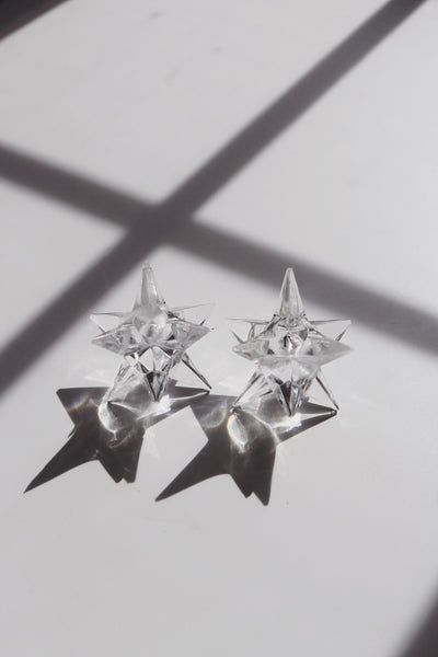 Vintage Mid Century Star Candle Holder - Crystal Glass, Rosenthal, Set of 2