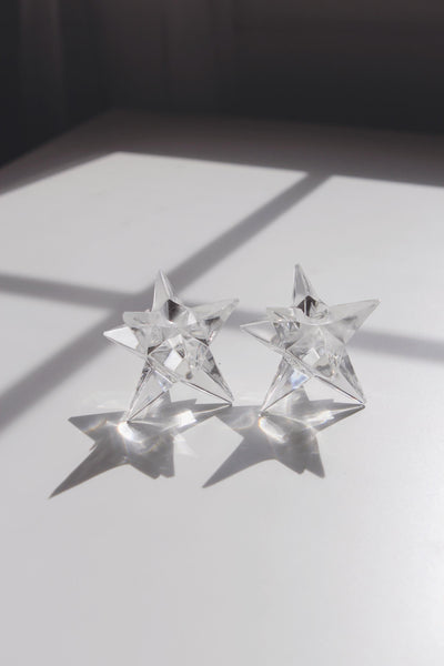 Vintage Mid Century Star Candle Holder - Crystal Glass, Rosenthal, Set of 2