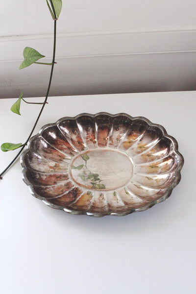 Vintage Silver-Plated Scalloped Shell Oval Serving Tray - Reed & Barton, Holiday Pattern