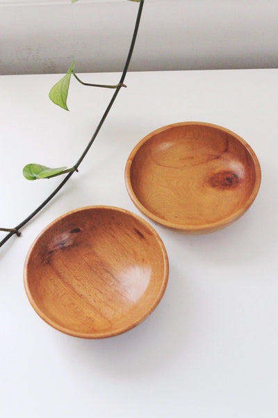 Vintage Mid-Century Modern Teak Wood or Acacia Wood Bowls - Set of 2