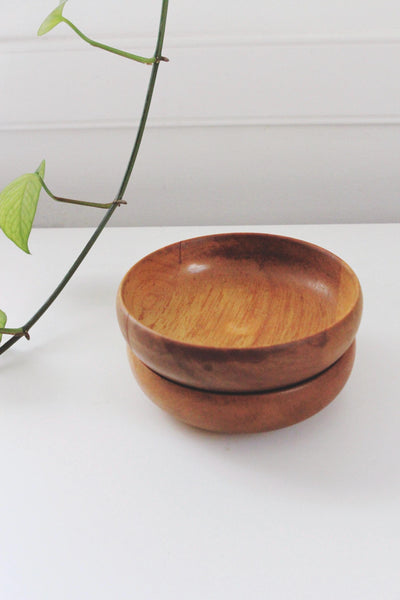 Vintage Mid-Century Modern Teak Wood or Acacia Wood Bowls - Set of 2