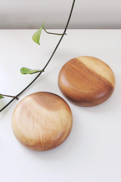 Vintage Mid-Century Modern Teak Wood or Acacia Wood Bowls - Set of 2