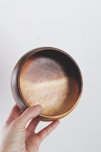 Vintage Mid-Century Modern Teak Wood or Acacia Wood Bowls - Set of 2