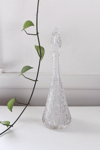 Vintage Obelisk Crystal or Cut Glass Glass Decanter Wine Liquor Barware - Late 19th or Eartly 20th Century
