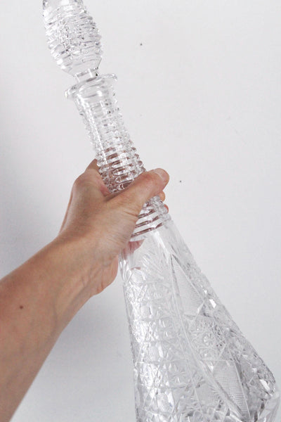 Vintage Obelisk Crystal or Cut Glass Glass Decanter Wine Liquor Barware - Late 19th or Eartly 20th Century