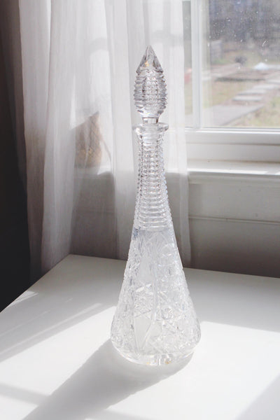 Vintage Obelisk Crystal or Cut Glass Glass Decanter Wine Liquor Barware - Late 19th or Eartly 20th Century