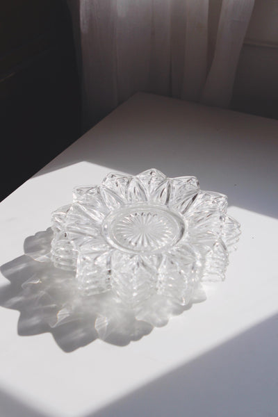 Vintage Floral Glass Bread and Butter Plate or Trinket Dish - Federal Glass Petal Pattern