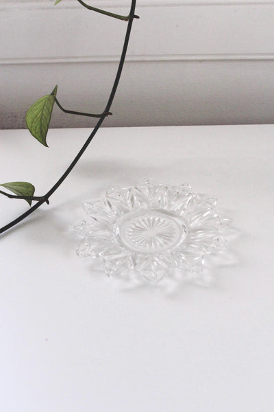 Vintage Floral Glass Bread and Butter Plate or Trinket Dish - Federal Glass Petal Pattern