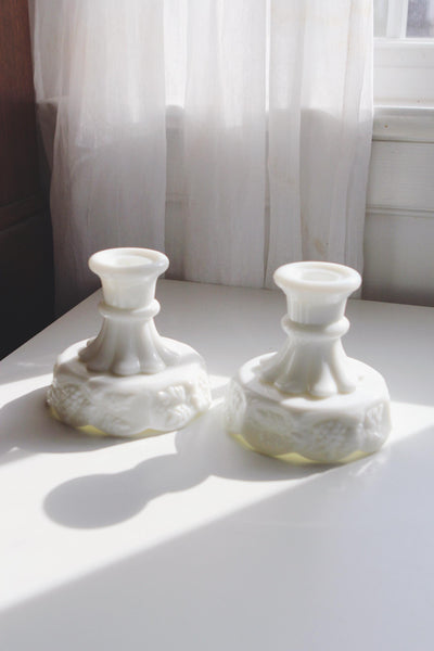 Vintage Crystal Candle Holders - Square Column, Minimalist Modern Design