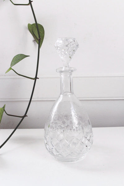 Vintage Rogaska Crystal Gallia Decanter - Etched Floral Pattern, Diamond Cut Design