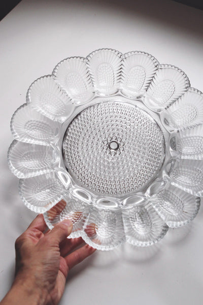 Vintage Deviled Egg Plate Tray by Indiana Glass Co. - Hobnail Clear Glass