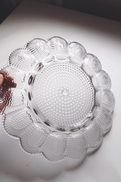 Vintage Deviled Egg Plate Tray by Indiana Glass Co. - Hobnail Clear Glass