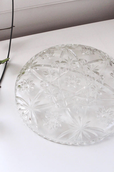 Vintage Anchor Hocking Glass Serving Platter Tray - Early American Prescut (EAPC) Star of David Pattern