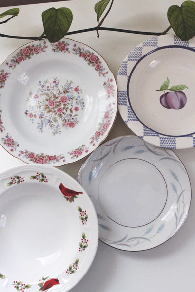 Vintage Mismatched China Plates Dishes Set - Tableware, Party, Cottage