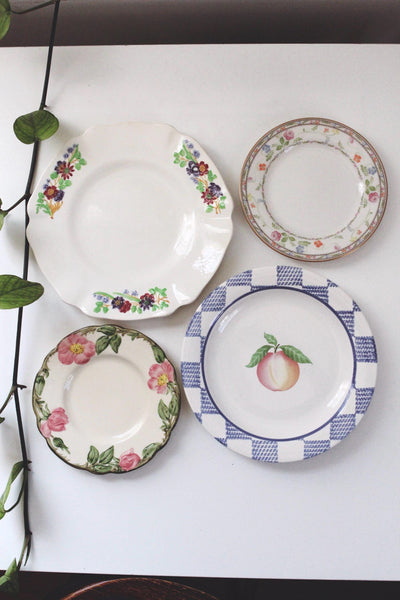 Vintage Plate Wall Set - Mismatched China Dishes Gallery Wall, Cottagecore
