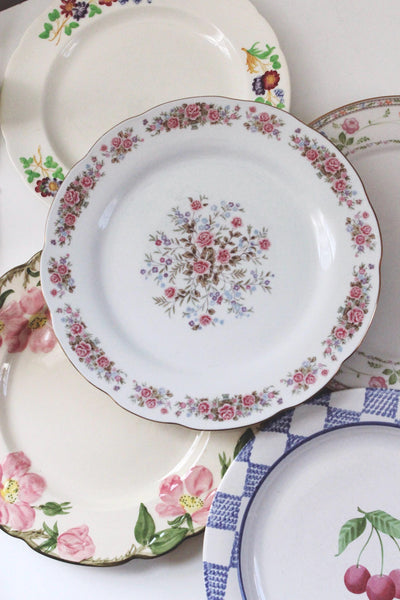 Vintage Mismatched China Dinner Plate Set - Cottagecore Vintage Dishes