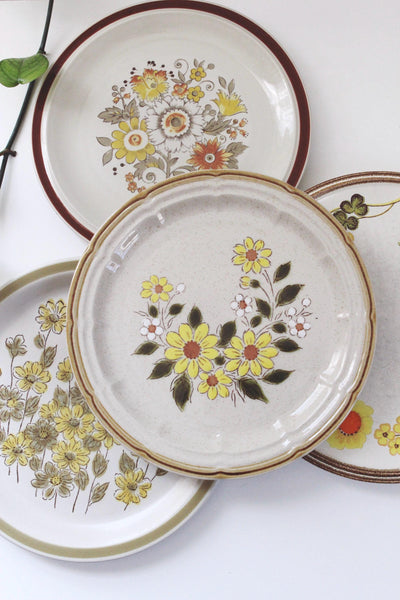 Vintage Mismatched Ceramic Dinner Plate Set - Cottagecore Vintage Dishes