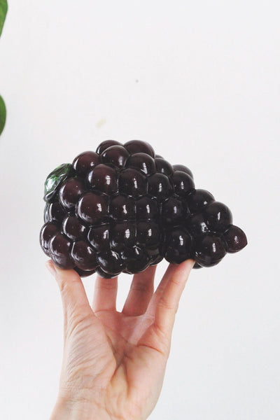 Vintage Glass Grapes - Murano Style - Hand Blown Art Glass Fruit Sculpture Figurine