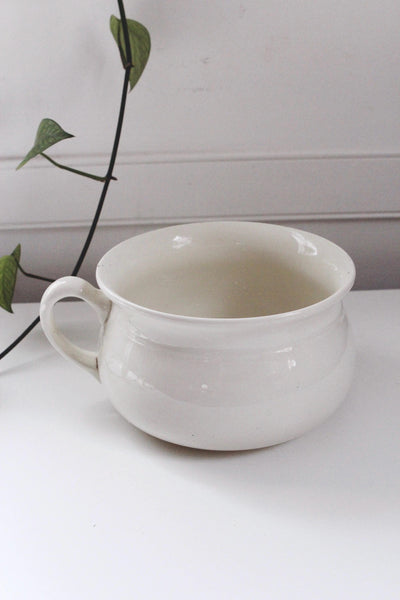 Antique Chamber Pot - Made in England - White Ceramic Ironstone, Planter Decor
